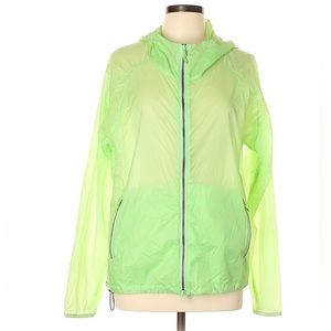 Theory 38 super light nylon shell neon lime green windbreaker, size L